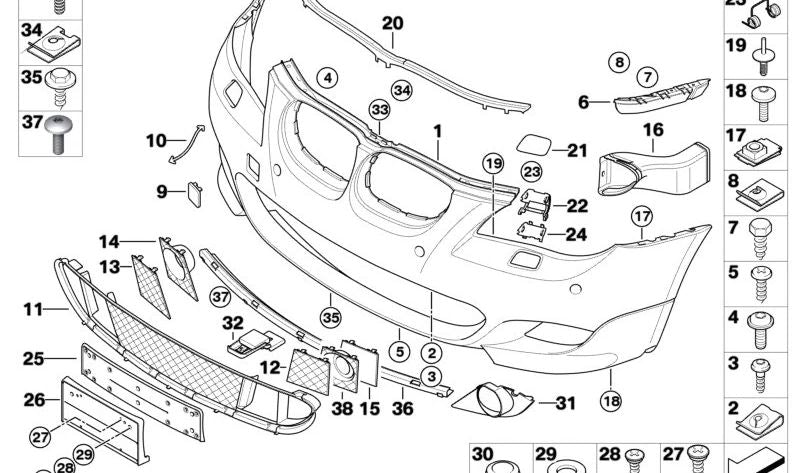Palanca derecha (OEM 51117896602) para BMW Serie 5 E60, E60N, E61, E61N. Original BMW.