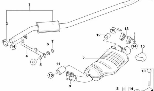 Rear silencer OEM 18303449079 for BMW X3 (E83). Original BMW