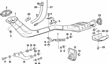 Soporte OEM 11761278553 para BMW E21 y E30. Pieza original BMW, parte del sistema del catalizador. Compatible solo con estos modelos. Ideal para reparar o mantener la sujeción del escape.