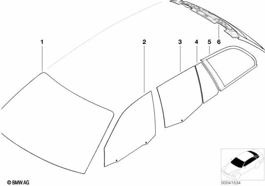 Solarschutzglas für Heckverzögerung für die BMW 3 E46 -Serie (OEM 51317024739). Original BMW