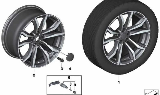 Llantas de aleación ligera color Orbitgrey 18" 9J ET32 OEM 36118811705 para BMW F20, F21, F22, F23, F30, F31, F32, F33, F36. Original BMW.