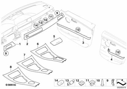 Dekorleiste Puerta Trasera Derecha para BMW Serie 3 E90, E90N, E91, E91N (OEM 51429171792). Original BMW