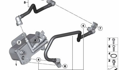 Intercambiador de calor OEM 17217638582 para BMW F07, F10, F11 (520i, 528i) con motor N20. Compatible con cambios manuales y automáticos. Original BMW.