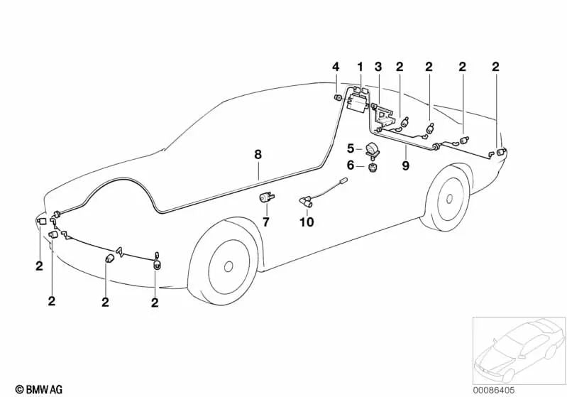 Alpine White Ultrasonic Sensor for BMW 5 Series E39, E60, E61, 6 Series E63, E64, Z4 E85, E86 (OEM 66206989103). Original BMW.