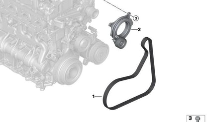 Correa poli V (6PK1175) OEM 11288580362 para BMW F40, F44, F45, F46, F48, F39 y MINI F55, F56, F57, F54, F60. Compatible con motores B37 y B47. Original BMW y MINI.