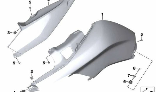 Couverture latérale du réservoir Orem inférieur droit 46637727444 pour BMW Motorrad K 1600 GT, GTL et GTL Exclusif (KK48). Compatible avec les modèles fabriqués entre 2010 et 2016. Remplacement original BMW Motorrad.