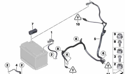 Cable de batería negativo OEM 12427539787 para MINI R56, R55, R57, R58, R59, R60, R61... y más. Original MINI.