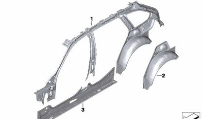 Forro interior paso de rueda trasero izquierdo OEM 41217297941 para BMW Serie 3 F30, F30N, F31, F31N, F35, F35N. Original BMW.