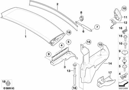 Soporte de techo corredizo derecho para BMW Z4 E85 (OEM 54317060836). Original BMW.