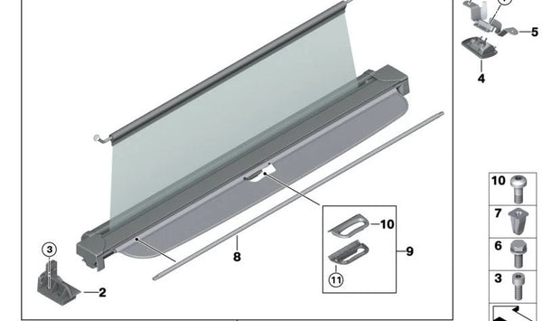 Soporte izquierdo para red de separación OEM 51447347993 para BMW E70, E71, F15, F85. Original BMW.