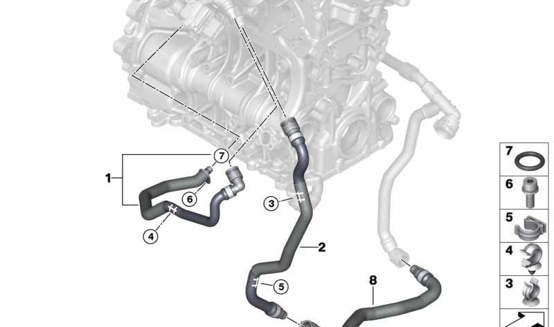 Tubo del cárter OEM 11538514096 para BMW F48, F39 (modelos X1 xDrive25d y X2 xDrive25d). Pieza original BMW.