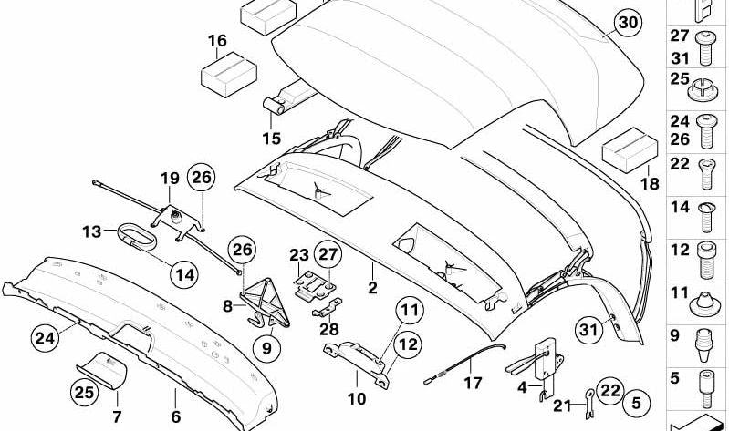 Base de soporte derecha OEM 54317110870 para BMW E85 (Z4). Original BMW.