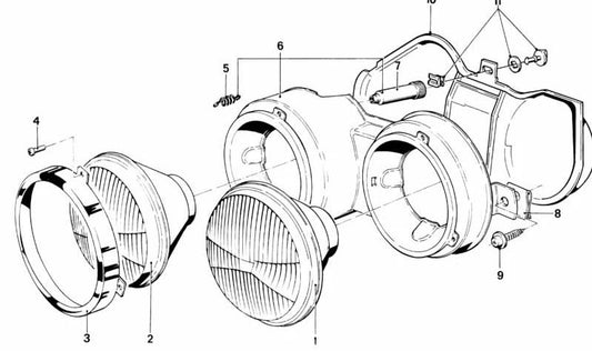 Soporte izquierdo faro delantero OEM 63121360573 para BMW E24. Original BMW.