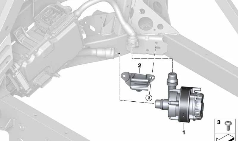 Bomba auxiliar de refrigerante OEM 11518600287 para BMW i12 (i8) e i15 (i8 Roadster) {modelos: I12 i82Z21, i82Z22, i82Z23, i82Z41, i82Z42, i82Z43 / I15 i82Z61, i82Z62, i82Z63}. Original BMW.