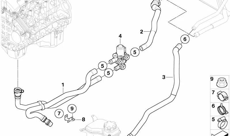 Mangueras calefacción estacionaria OEM 64219111764 para BMW E90, E90N, E91, E91N, E92, E92N, E93, E93N. Original BMW.