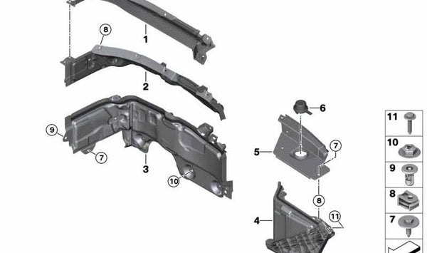 Soporte para la batería OEM 51717473113 para BMW F40, F44. Original BMW.