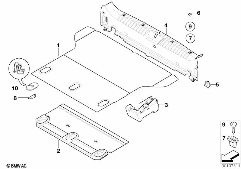 Tampa do piso do irmão para BMW 3 E46 Series (OEM 51478253383). BMW original
