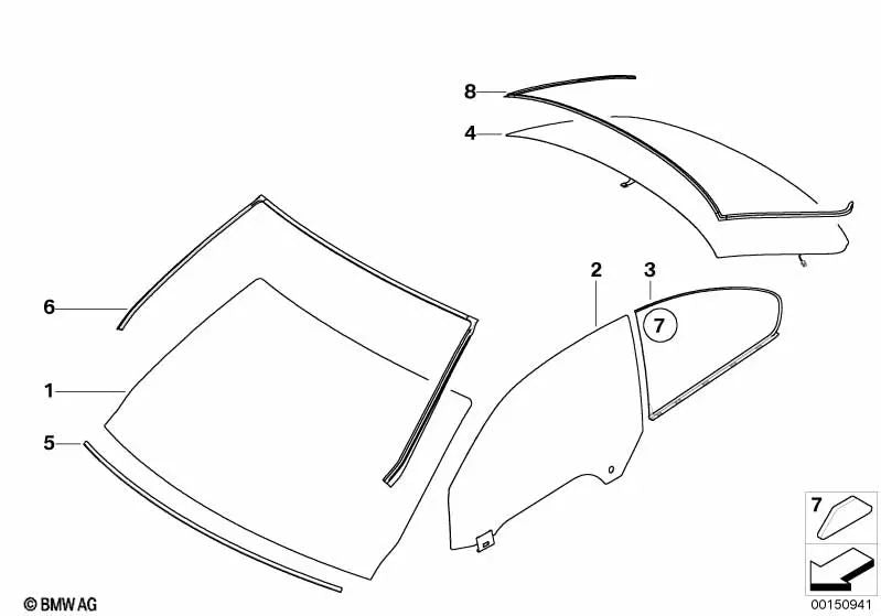 Rear window sun protection glass for BMW E92, E92N (OEM 51317178910). Original BMW.