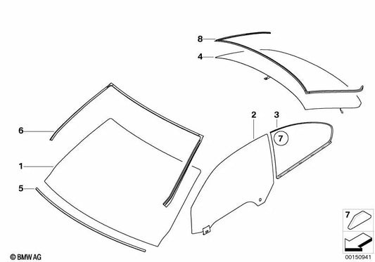 Rear window sun protection glass for BMW E92, E92N (OEM 51317178910). Original BMW.