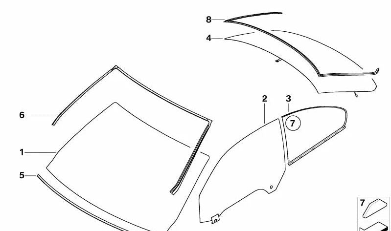 Rear left sun protection side window for BMW 3 Series E92, E92N (OEM 51487180513). Original BMW