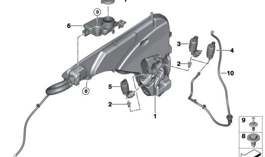 Pompa Oemparabrisas cuebrisas 67127310147 per BMW F52, F90, G30, G31, G32, G11, G12, E84, G05, G18, F95, G07. BMW originale.