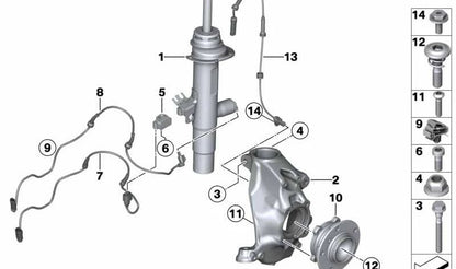 MACE da roda com rolamento frontal para BMW Series 1 F20, F21, Série 2 F22, F23, Série 3 F30, F31, F34, F35, 4 F32 Série, F33, F36 (OEM 31206876844). BMW original
