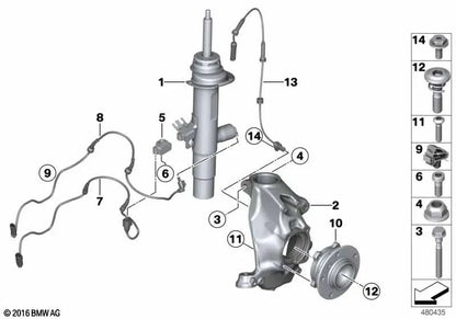Front right shock absorber for BMW 1 Series F20N, F21N 2 Series F22, F22N (OEM 37116865540). Original BMW.