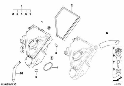 Elemento de desacoplamento para BMW Série 1 E81, E82, E87, E87N, E88, Série 3 E90, E90N, E91, E91N, E92, E92N, E93, E93N, X1 E84, Z4 E89 (OEM 13717539911). BMW original.