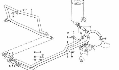 Pipe de direction assistée 32411128838 pour BMW E28 525i, 528i, 535i (modèles M30, changement manuel ou automatique, 1981–1987). BMW d'origine.