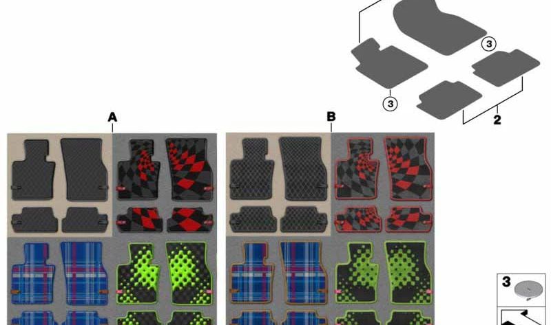 Alfombrillas todo tiempo delanteras OEM 51472408522 para MINI Clubman F54, F54 LCI. Original MINI.