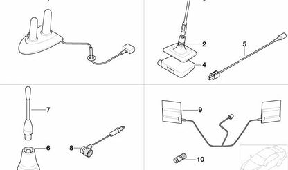 Antena de Doble Banda para BMW E38 (OEM 84536906433). Original BMW