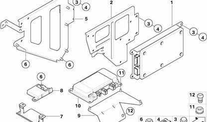 Soporte unidad de control telemática OEM 84136924948 para BMW E46. Original BMW.