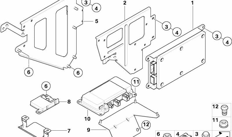Soporte para unidad de control telemática OEM 84136924688 para BMW E46. Pieza original BMW.