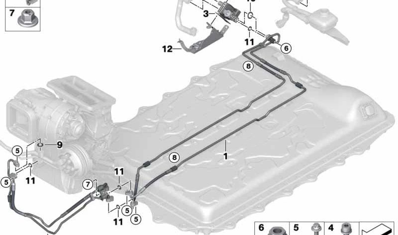 Enfriador de refrigerante OEM 64509381823 para BMW G30,G31,G12,G15,G32,G14,G05,F95,G06,F96,G07,G70. Compatible con versiones híbridas. Original BMW.