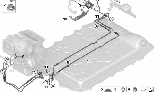 Enfriador de refrigerante OEM 64509381823 para BMW G30,G31,G12,G15,G32,G14,G05,F95,G06,F96,G07,G70. Compatible con versiones híbridas. Original BMW.