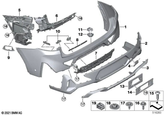 Upper rear bumper trim for BMW F98N, G02N (OEM 51125A40FE0). Original BMW.
