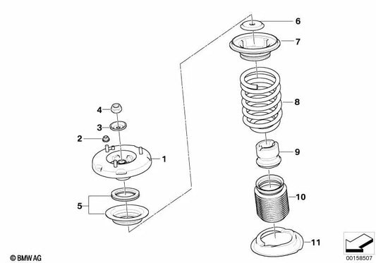 Muelle helicoidal delantero OEM 31336851918 para BMW Serie 3 F30, F31, F34, Serie 4 F32, F33, F36... y más. Original BMW.