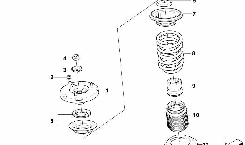Arrêt de suspension avant 31307836823 pour BMW Z4 E85, E86. Pièce BMW originale.