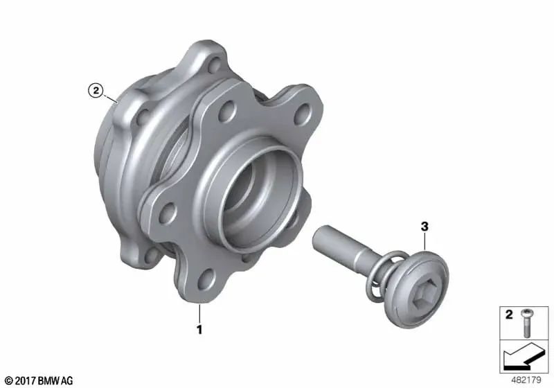 Masse de roue avec roulement arrière pour BMW F90, F91, F92, F93, F97, F98 (OEM 31208098973). BMW d'origine