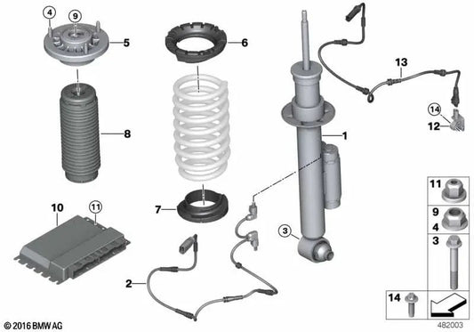 Rear right shock absorber VDC for BMW G30, G30N (OEM 37106866402). Original BMW.