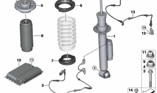 Amortiguador trasero izquierdo con control VDC OEM 37106866401 para BMW G30, G30N. Original BMW.