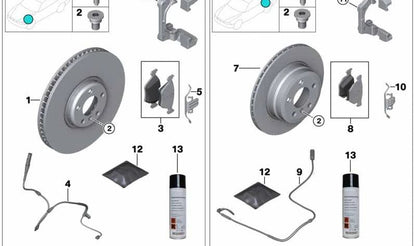 Sensor de desgaste de freno delantero izquierdo OEM 34356775850 para BMW F07, F10, F11, F01, F02, F04. Original BMW.