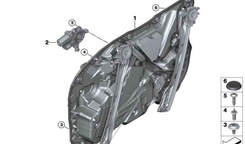 Soporte interior puerta delantera izquierda OEM 51335A36295 para BMW G70. Repuesto original BMW.