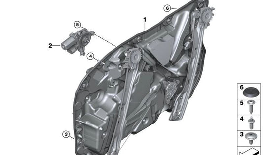 Soporte interior puerta delantera izquierda OEM 51335A36295 para BMW G70. Repuesto original BMW.
