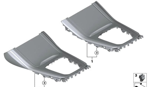 Embellecedor consola central aluminio Tetragon OEM 51458745194 para BMW G05, G06. Original BMW.
