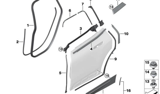Rear right outer door cover for BMW i I20 (OEM 51358491348). Original BMW.