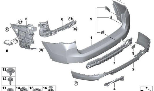 Juego de soportes sensores aparcamiento OEM 51125A32127 para BMW X3 G08. Compatible con sistema PDC/PMA. Original BMW.