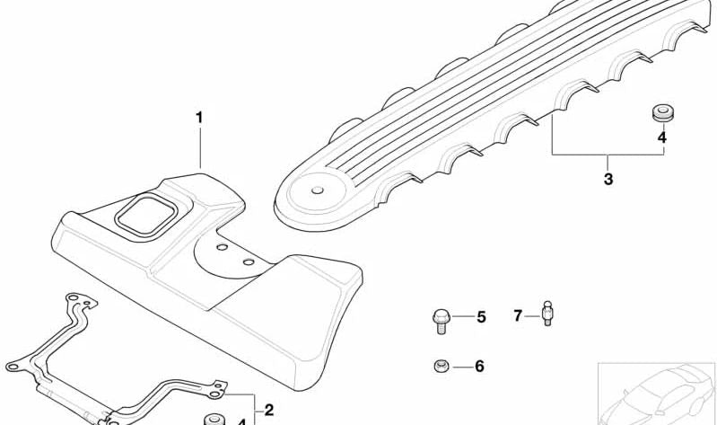 Cubierta insonorizante delantera OEM 11617518799 para BMW E65, E66. Original BMW.