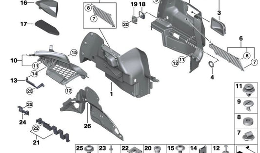 Revestimiento compartimento equipajes derecho OEM 51479812314 para MINI Cooper D R56, Cooper R56, Cooper ALL4 R61... y más. Original MINI.