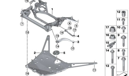 Soporte delantero del eje OEM 31118095644 para BMW G80, G80N, G81, G81N, G82, G82N, G83, G83N. Original BMW.